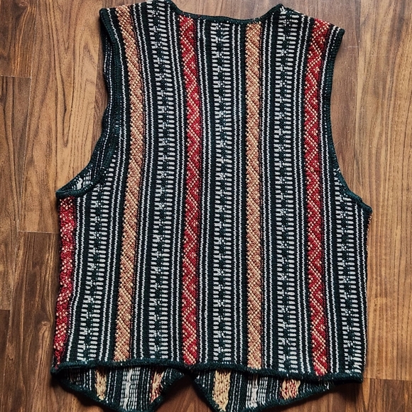 Vintage Sweater Vest Knit Boho Bohemian Aztec Cottagecore Naturecore Earthy Lake - Picture 4 of 11